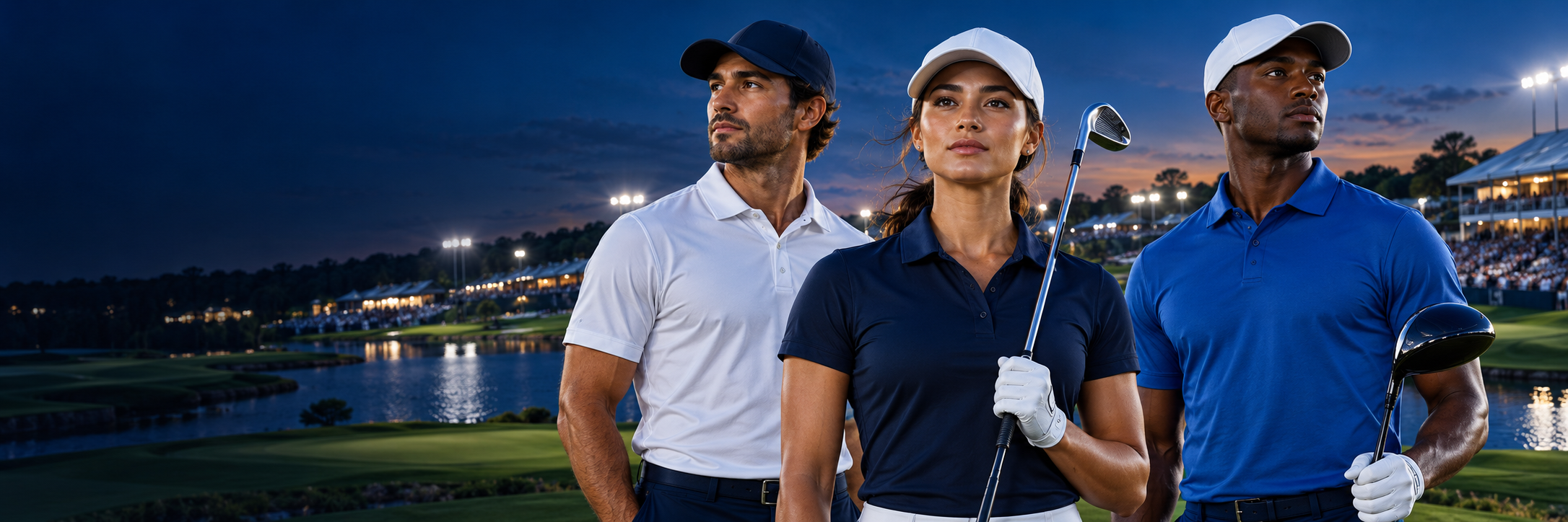 Fictional professional athletes in an illuminated sporting arena