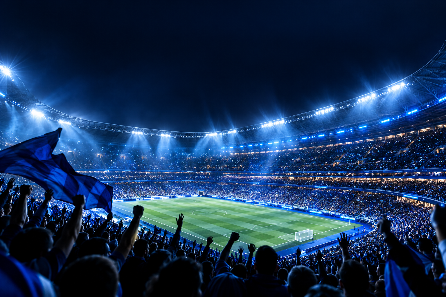 Illuminated sports stadium